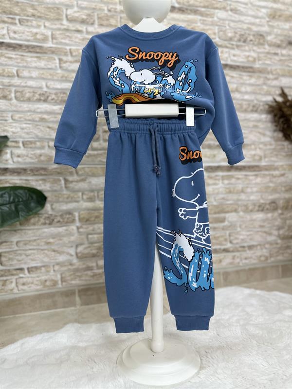 3 İplik Peanuts Snopy Mavi İkili Takım