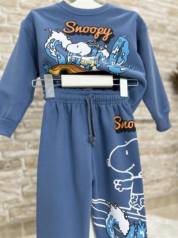 3 İplik Peanuts Snopy Mavi İkili Takım