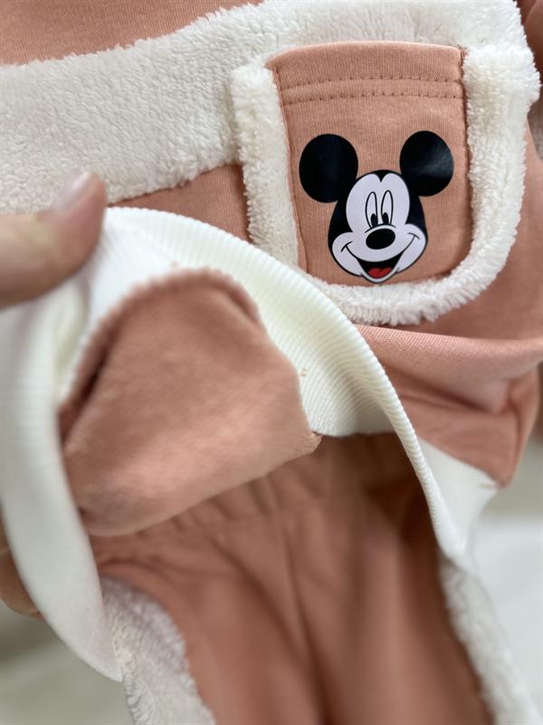 Kız Çocuk 3 İplik Peluş Mickey Somon Takım