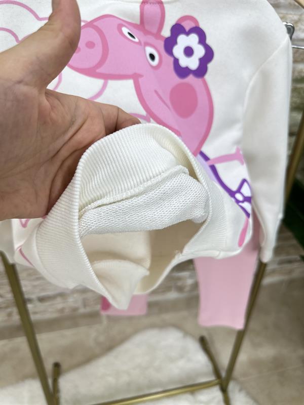 Kız Çocuk 3 İplik Peppa Baskı Taytlı Takım