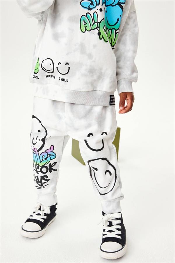 Unisex Çocuk 3 İplik Smile Baskılı İkili Takım