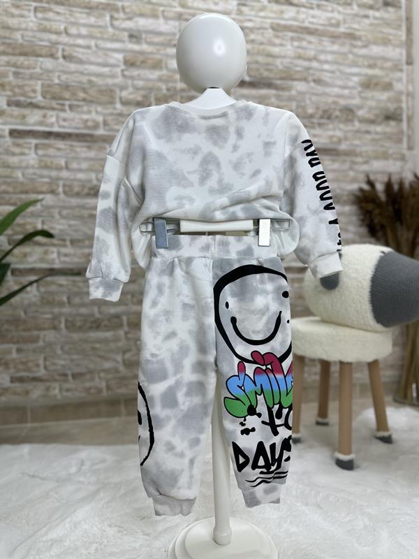 Unisex Çocuk 3 İplik Smile Baskılı İkili Takım