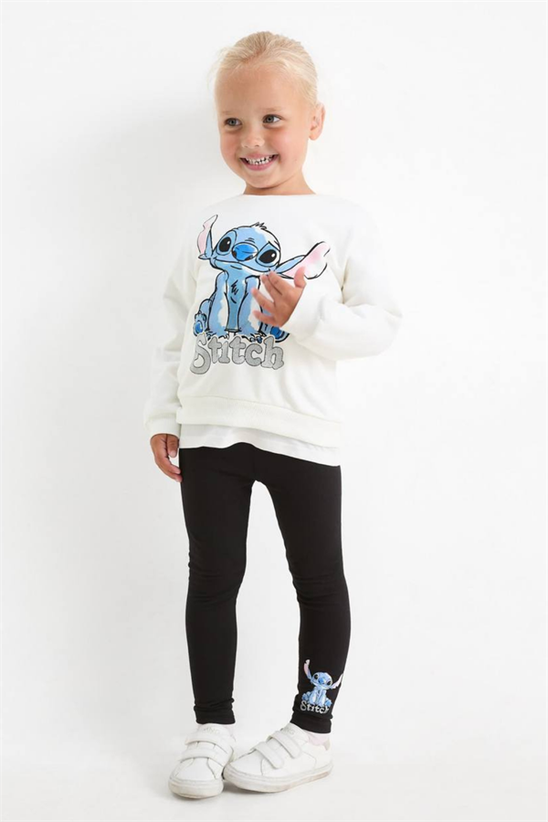 Kız Çocuk 3 İplik Stitch Taytlı Takım