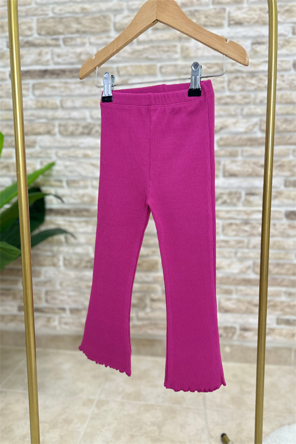 Kız Çocuk 3 İplik Unicorn Baskı Vişne İspanyol Taytlı Takım