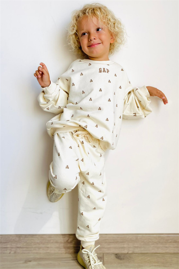 Unisex Çocuk 3 İplik Ayıcıklı Gap Takım