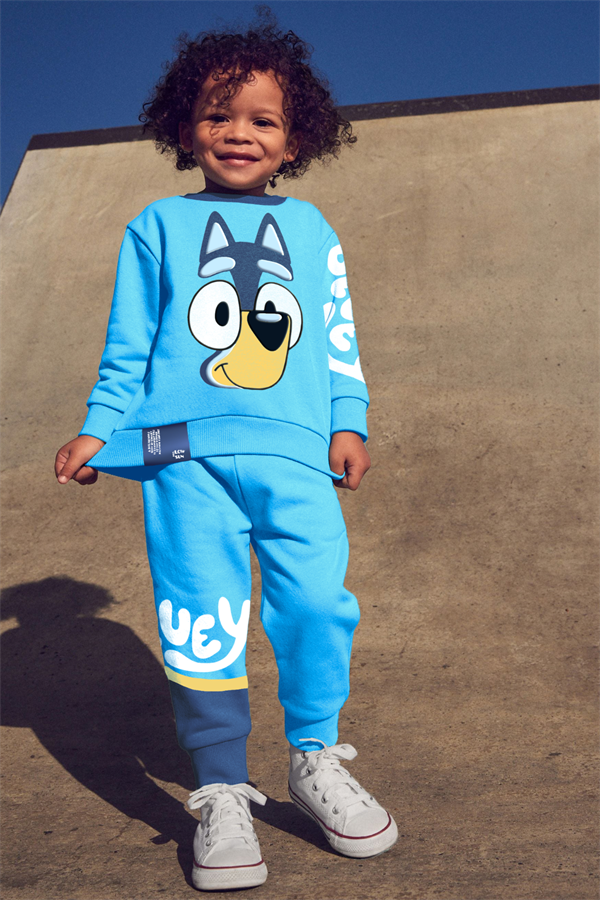 Unisex Çocuk 3 İplik Bluey Mavi İkili Takım