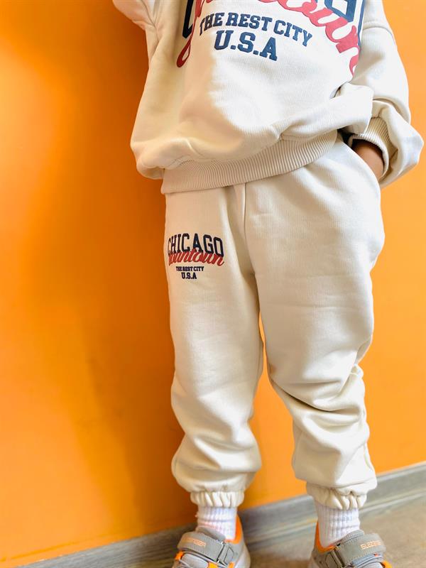 Unisex Çocuk 3 İplik Krem Chicago Takım