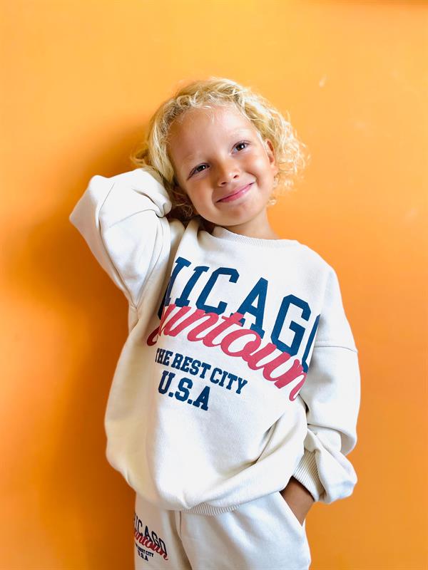 Unisex Çocuk 3 İplik Krem Chicago Takım