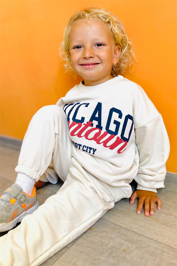 Unisex Çocuk 3 İplik Krem Chicago Takım
