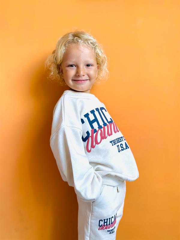 Unisex Çocuk 3 İplik Krem Chicago Takım