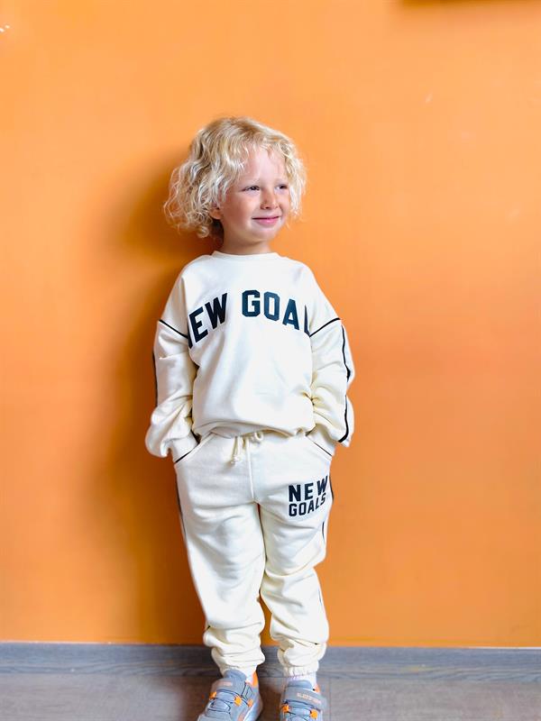 Unisex Çocuk 3 İplik Krem New Goals Takım