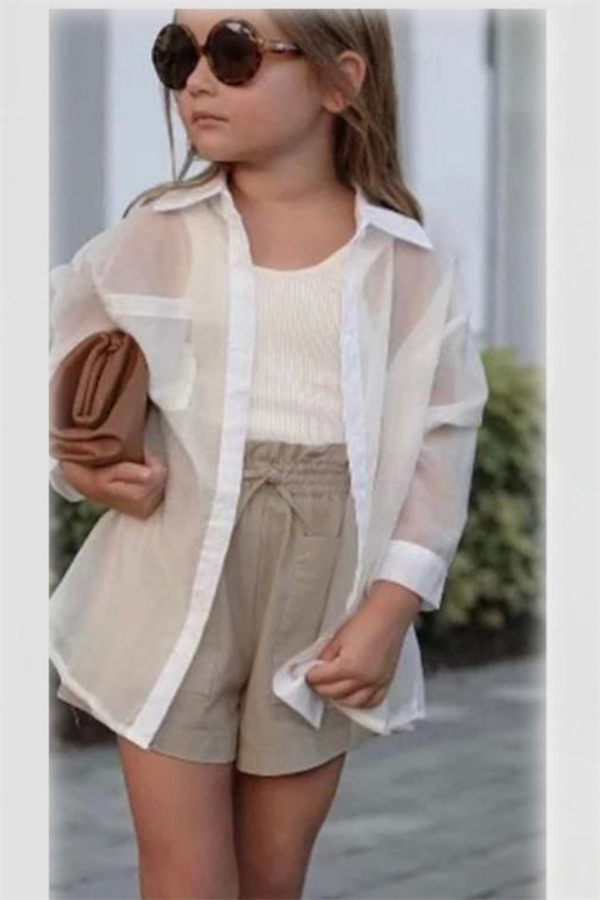 3 Parça Şifon Gömlek Body Şort Takım