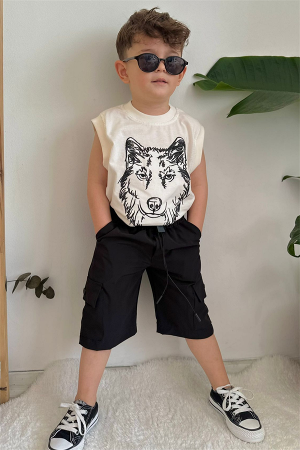 3 Parça Şortlu Paraşüt Siyah-Takım