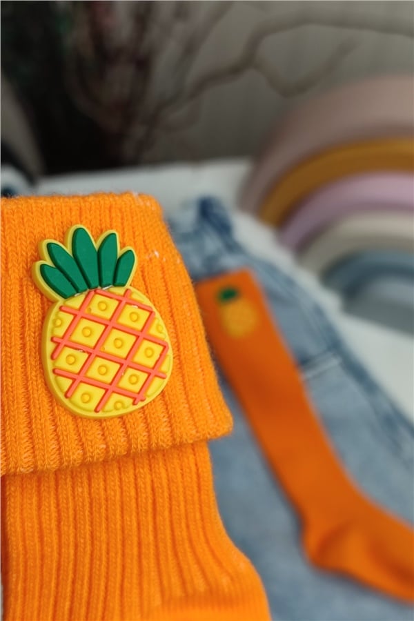 Ananas Figürlü Diz Altı Çorap