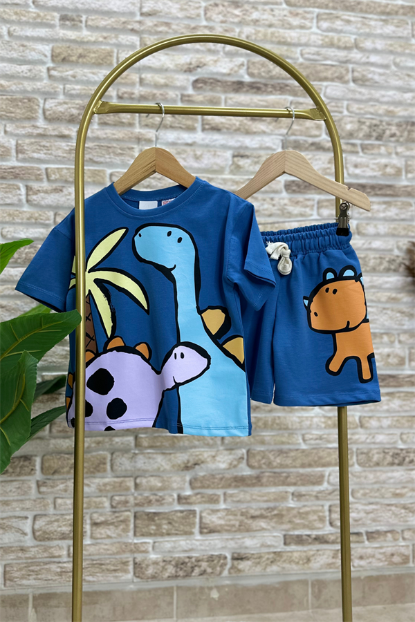 Animal Baskı Saks Şortlu Takım