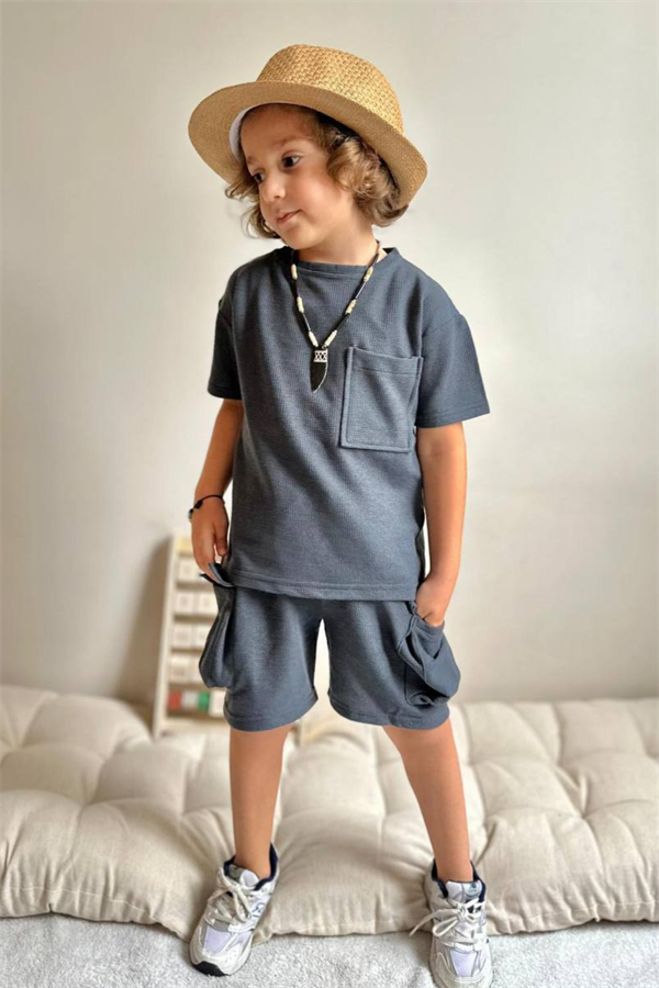 Antrasit Kargo Cepli Şortlu Takım