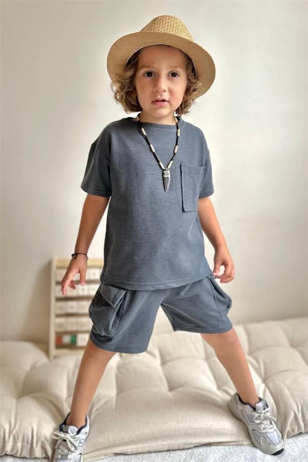 Antrasit Kargo Cepli Şortlu Takım