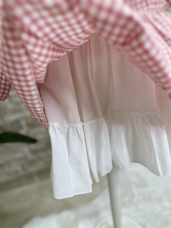 Astarlı Bebe Yakalı pembe Pötikareli Elbise