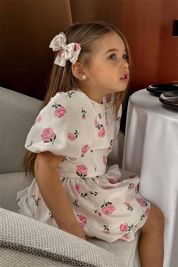 Kız Çocuk Astarlı Çiçekli  Elbise