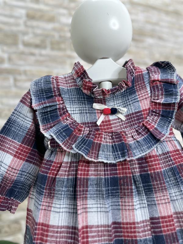 Kız Çocuk Astarlı Piliseli Pötikareli Kırmızılı Elbise