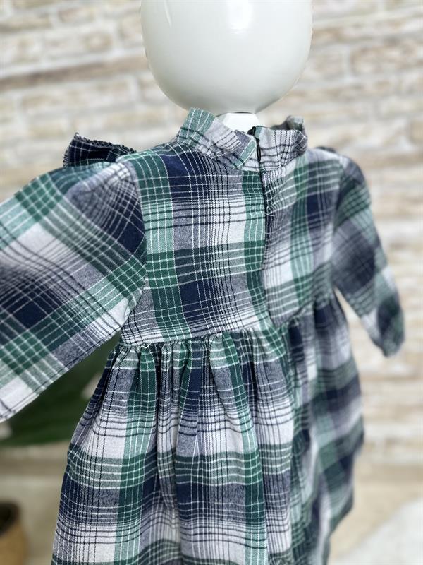 Astarlı Piliseli Pötikareli Yeşilli Elbise