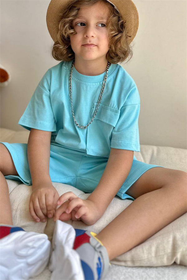 Basic Cepli Turkuaz Şortlu Takım