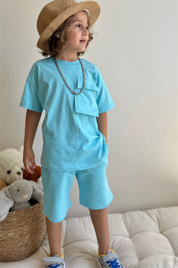 Basic Cepli Turkuaz Şortlu Takım