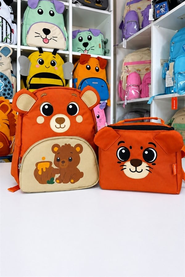 Bear 2li Set Anaokulu Kreş Boy Çanta & Beslenme Çantası