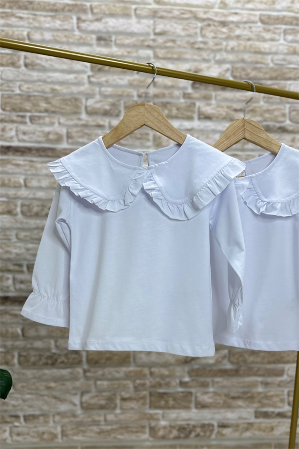 Kız Çocuk Bebe Yakalı Beyaz Bluz