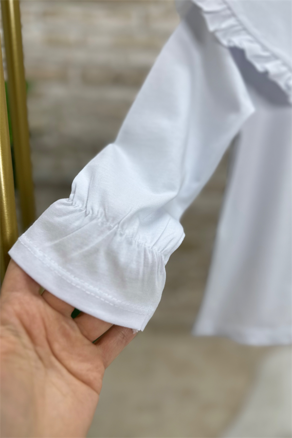 Kız Çocuk Bebe Yakalı Beyaz Bluz