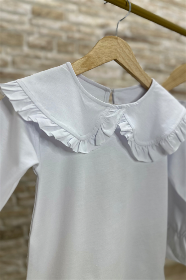 Kız Çocuk Bebe Yakalı Beyaz Bluz