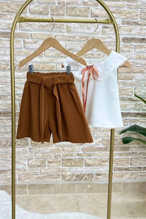 Bebe Yakalı Bluz Şort Takım