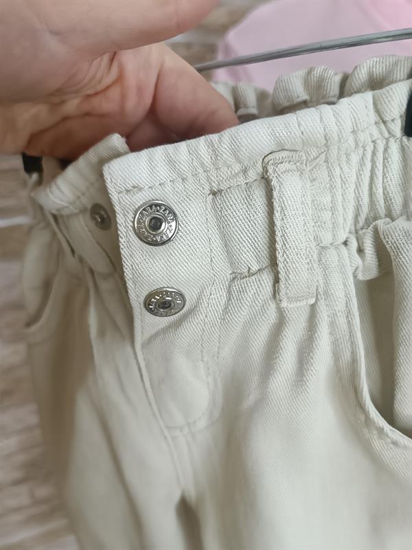 Beli Lastikli Krem Jean Pantolon