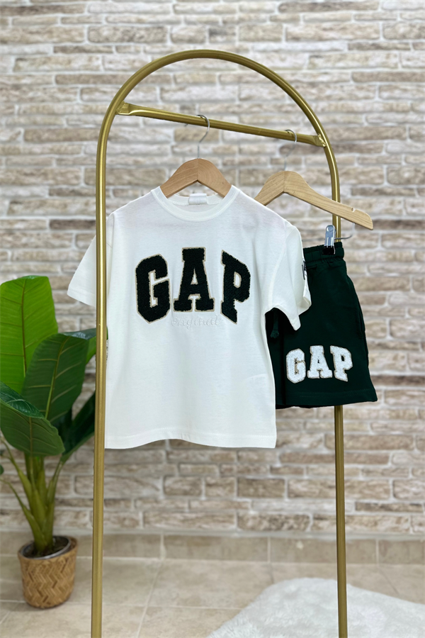 Beyaz Yeşil Gap Şortlu Takım