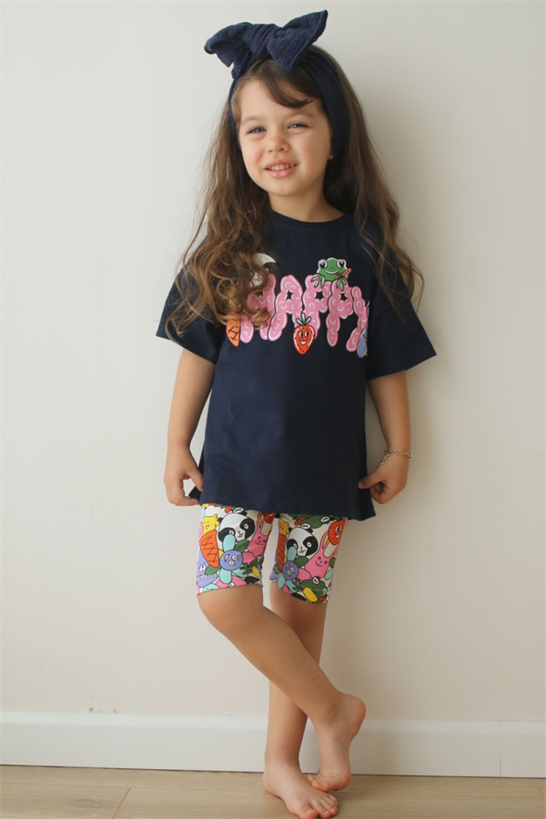 Biker Happy Baskı Tayt Takım