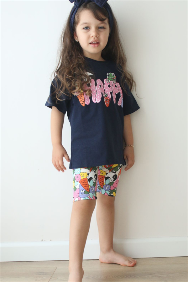 Biker Happy Baskı Tayt Takım