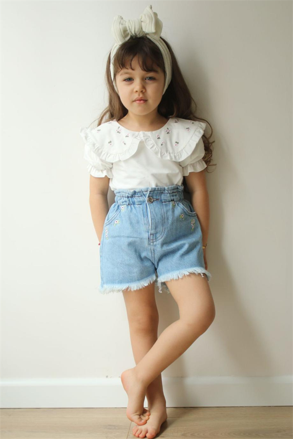 Bluz Denim Şortlu Takım