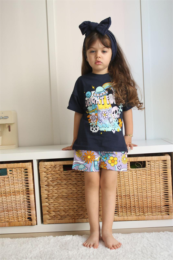 Bright Baskı Şortlu Takım