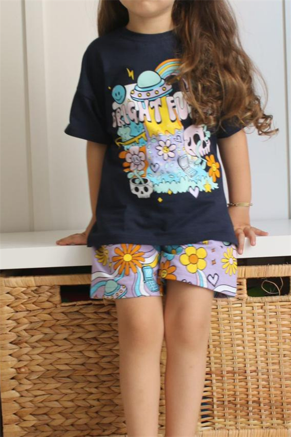 Bright Baskı Şortlu Takım