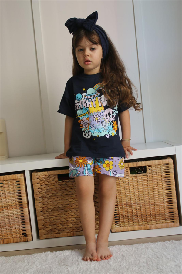 Bright Baskı Şortlu Takım