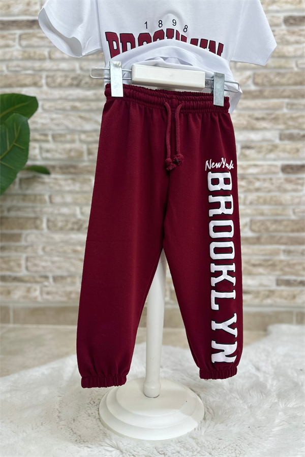 Brooklyn Bordo Tshirt Eşofman Takım