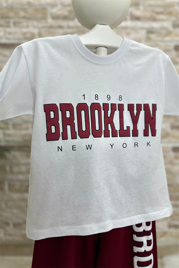 Brooklyn Bordo Tshirt Eşofman Takım