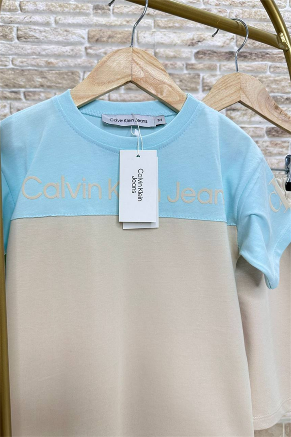 Calvin Krem Turkuaz Şortlu Takım