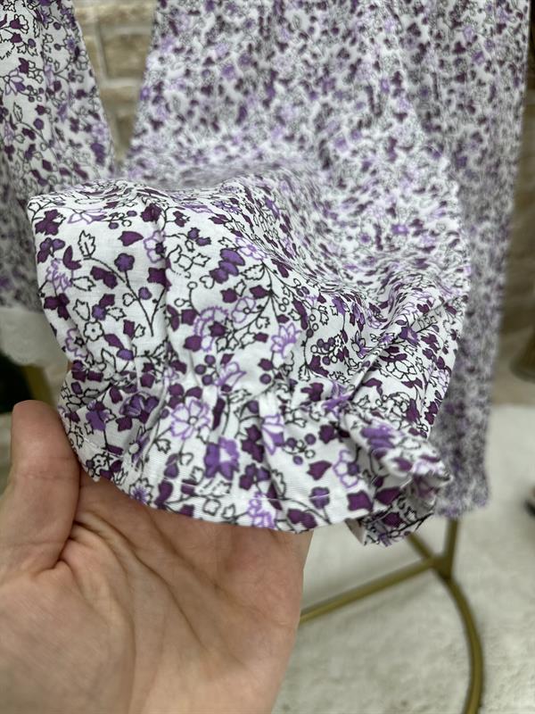 Çiçek Desenli Kısa Kol Pijama Takımı