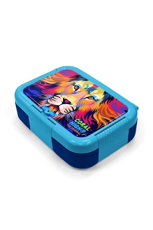 Coral High Kids Lacivert Saks Aslan Desenli Paslanmaz Çelik Beslenme Kabı 39251