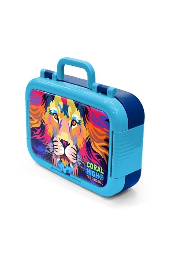 Coral High Kids Lacivert Saks Aslan Desenli Paslanmaz Çelik Beslenme Kabı 39251