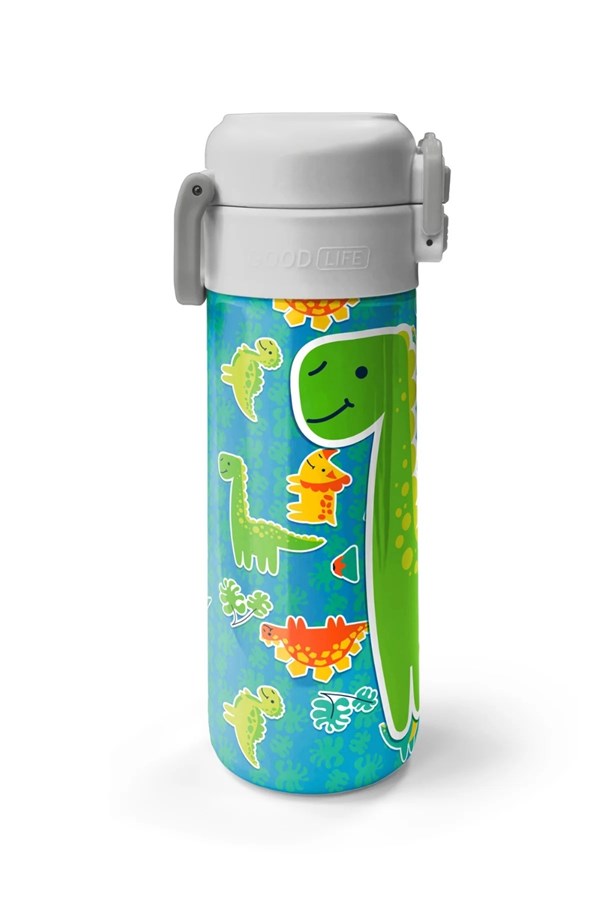 Coral High Kids Mavi Yeşil Dinozor Desenli Pipetli ve Direkt İçim Çelik Termos 500 ml 31798