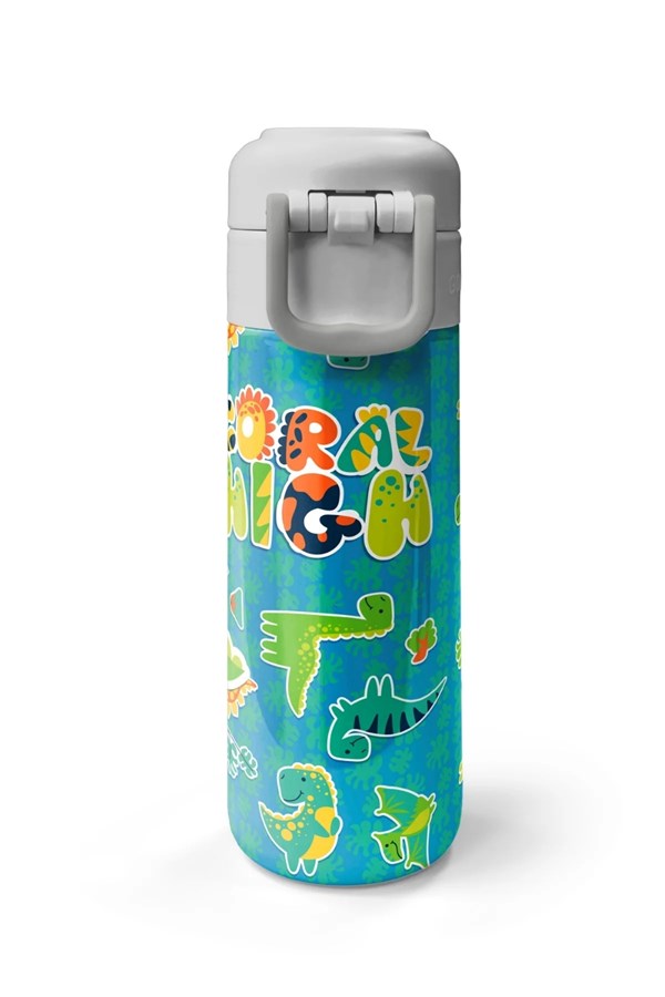 Coral High Kids Mavi Yeşil Dinozor Desenli Pipetli ve Direkt İçim Çelik Termos 500 ml 31798