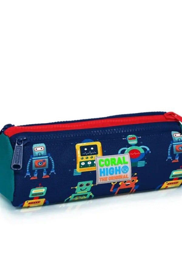 CORAL HİGH Minik Yuva Sırt Çantası Lacivert Civit Robot Desenli İki Bölmeli 