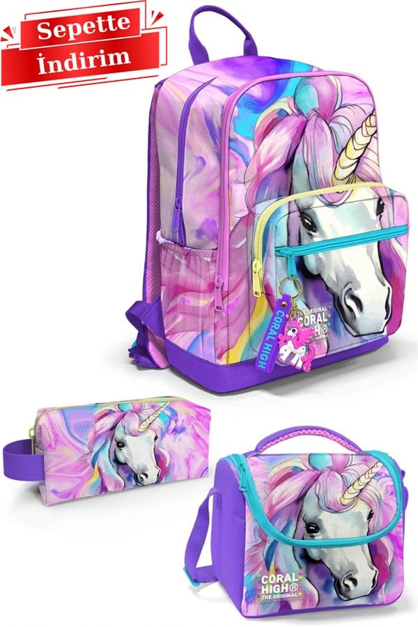 Coral High Unicorn Desenli 3lü Okul Çanta Seti SET0123634 